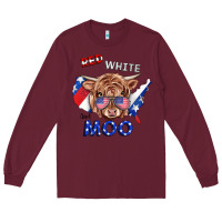Burgundy Red White And Moo Cow Long Sleeve Tee - RanaPortraitStore