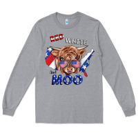 Heather Grey Red White And Moo Cow Long Sleeve Tee - RanaPortraitStore