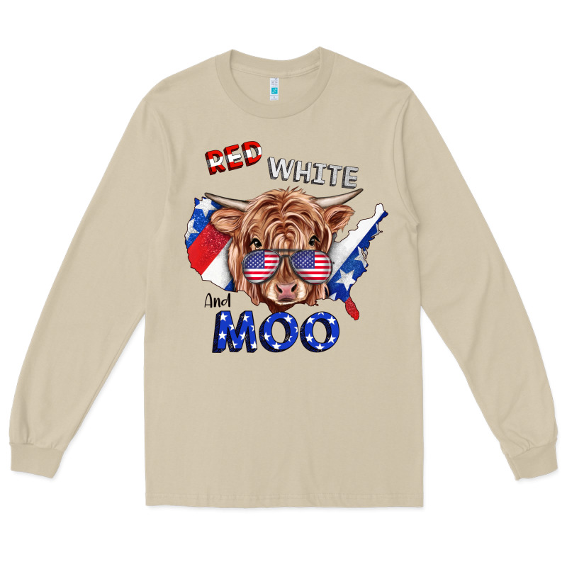 Red White And Moo Cow Long Sleeve Tee by RanaPortraitStore | Teevron