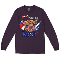 Plum Red White And Moo Cow Long Sleeve Tee - RanaPortraitStore