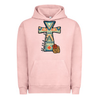 Pigment Salmon halleluljah aztec cross Urban Hoodie - JahusDesignShop