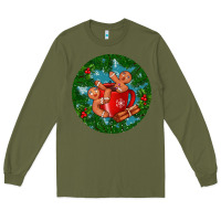 Army Green gingerbread men with hot chocolate Long Sleeve Tee - BundleAndBundleShop