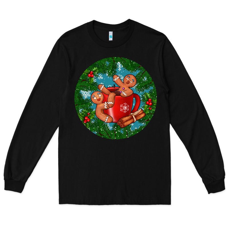 Gingerbread Men With Hot Chocolate Long Sleeve Tee by BundleAndBundleShop | Teevron