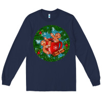 Navy gingerbread men with hot chocolate Long Sleeve Tee - BundleAndBundleShop