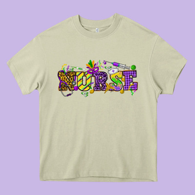 Mardi Gras Day Nurse Heavy Core Tee Designed By Howdyjamesfarm
