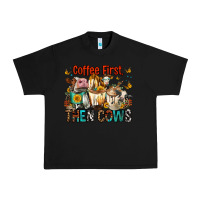 Black Coffee First Then Cows Urban Heavy Tee - FaDigitalArtStudio