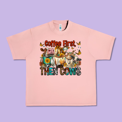 Coffee First Then Cows Urban Heavy Tee Designed By Fadigitalartstudio