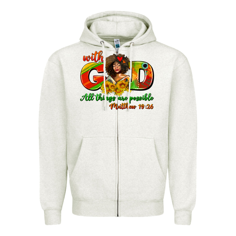 With God All Things Are Possible Juneteenth Zipper Hoodie by AdoDesignShop | Teevron