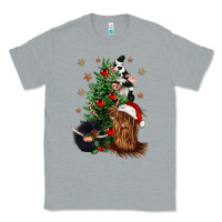 Heather Grey heifer cow gnomies christmas tree Classic Tee - CowGirlArtShop