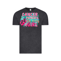 Vintage Black Cancer picked the wrong girl Breast Cancer Vintage Tee - FaDigitalArtStudio