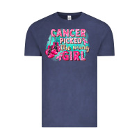 Vintage Denim Cancer picked the wrong girl Breast Cancer Vintage Tee - FaDigitalArtStudio