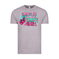 Vintage Zinc Cancer picked the wrong girl Breast Cancer Vintage Tee - FaDigitalArtStudio