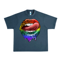 Midnight Navy rainbow lips pride Urban Heavy Tee - FaDigitalArtStudio