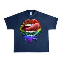 Navy rainbow lips pride Urban Heavy Tee - FaDigitalArtStudio