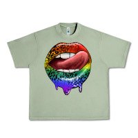 Oil Green rainbow lips pride Urban Heavy Tee - FaDigitalArtStudio