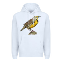 White Western Meadowlark Premium Hoodie - LillyAllenDesigns