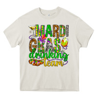 Cream Mardi Gras drinking team Heavy Core Tee - HowdyJamesFarm