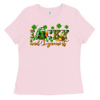 Bubblegum Pink Lucky and i gnome it St. Patrick's Day Ladies Tee - CowGirlArtShop