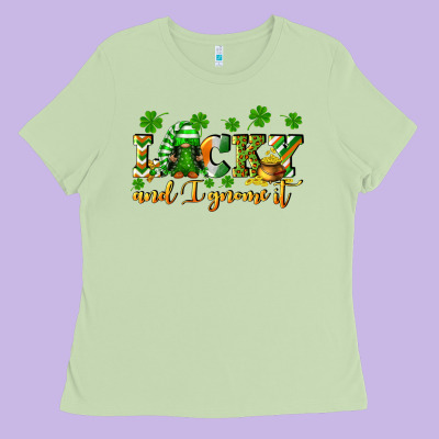 Lucky And I Gnome It St. Patrick's Day Ladies Tee Designed By Cowgirlartshop