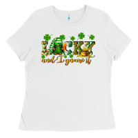 White Lucky and i gnome it St. Patrick's Day Ladies Tee - CowGirlArtShop