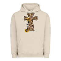 Pigment French Oak he is risen leopard cross Urban Hoodie - JahusDesignShop