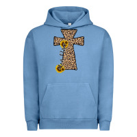 Pigment Pebble Blue he is risen leopard cross Urban Hoodie - JahusDesignShop
