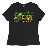 Black Lucky and i gnome it St. Patrick's Day Ladies Tee - CowGirlArtShop