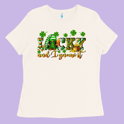 Lucky And I Gnome It St. Patrick's Day Ladies Tee Designed By Cowgirlartshop