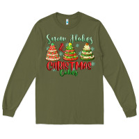 Army Green snow flakes and christmas cakes Long Sleeve Tee - FaDigitalArtStudio