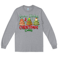 Heather Grey snow flakes and christmas cakes Long Sleeve Tee - FaDigitalArtStudio