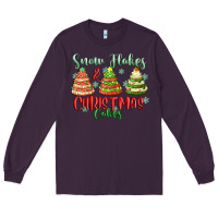 Plum snow flakes and christmas cakes Long Sleeve Tee - FaDigitalArtStudio