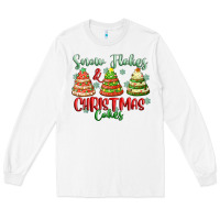 White snow flakes and christmas cakes Long Sleeve Tee - FaDigitalArtStudio