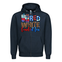 Navy Red white loaded tea Zipper Hoodie - AdoDesignShop