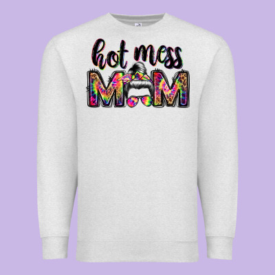 Hot Mess Mom Messy Bun Premium Sweatshirt Designed By Jahusdesignshop
