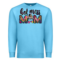 Ocean Blue hot mess mom messy bun Premium Sweatshirt - JahusDesignShop