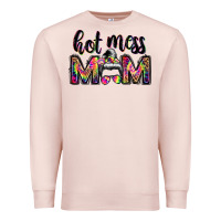 Pale Pink hot mess mom messy bun Premium Sweatshirt - JahusDesignShop