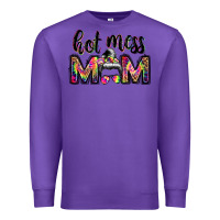 Purple hot mess mom messy bun Premium Sweatshirt - JahusDesignShop