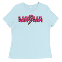 Baby Blue Mama neon lightning bolt mother's day Ladies Tee - HowdyJamesFarm