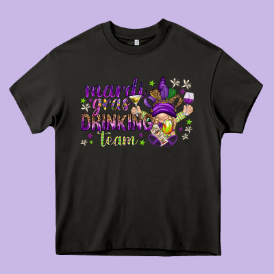 Mardi Gras Drinking Team With Gnome Heavy Core Tee Designed By Howdyjamesfarm