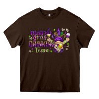 Chocolate Brown Mardi Gras drinking team with gnome Heavy Core Tee - HowdyJamesFarm