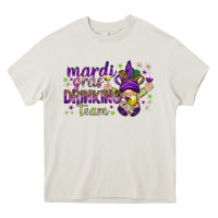 Cream Mardi Gras drinking team with gnome Heavy Core Tee - HowdyJamesFarm
