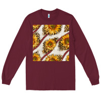 Burgundy baseball sunflowers and leopard seamless pattern Long Sleeve Tee - BundleAndBundleShop
