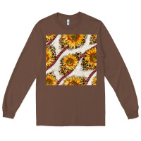 Chestnut baseball sunflowers and leopard seamless pattern Long Sleeve Tee - BundleAndBundleShop