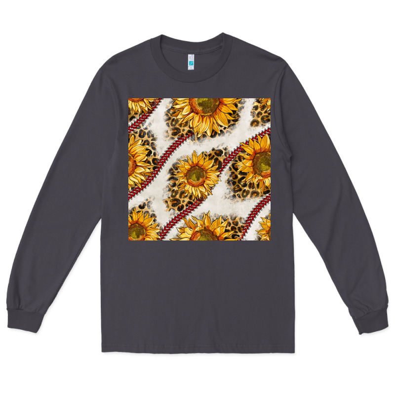 Baseball Sunflowers And Leopard Seamless Pattern Long Sleeve Tee by BundleAndBundleShop | Teevron