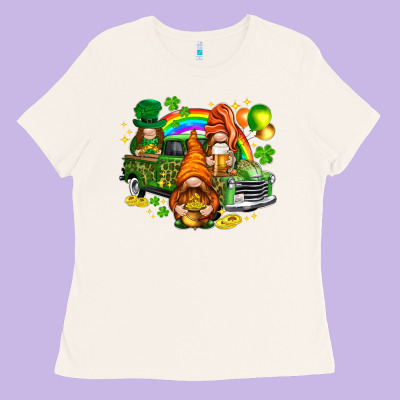 St. Patrick's Day Gnomies With Truck Ladies Tee Designed By Howdyjamesfarm