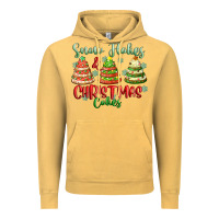 Vintage Mustard snow flakes and christmas cakes Vintage Hoodie - FaDigitalArtStudio