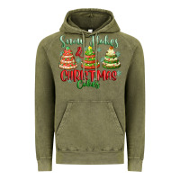 Vintage Olive snow flakes and christmas cakes Vintage Hoodie - FaDigitalArtStudio