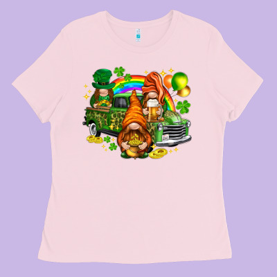 St. Patrick's Day Gnomies With Truck Ladies Tee Designed By Howdyjamesfarm