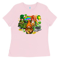 Bubblegum Pink St. Patrick's Day gnomies with truck Ladies Tee - HowdyJamesFarm