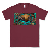 Burgundy Bison with leopard and turquoise Classic Tee - RanaPortraitStore